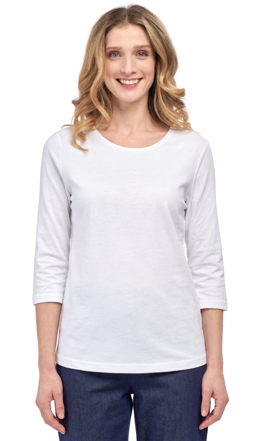 Women's 3/4 Sleeve Crew Neck Top – Comfortable Jer