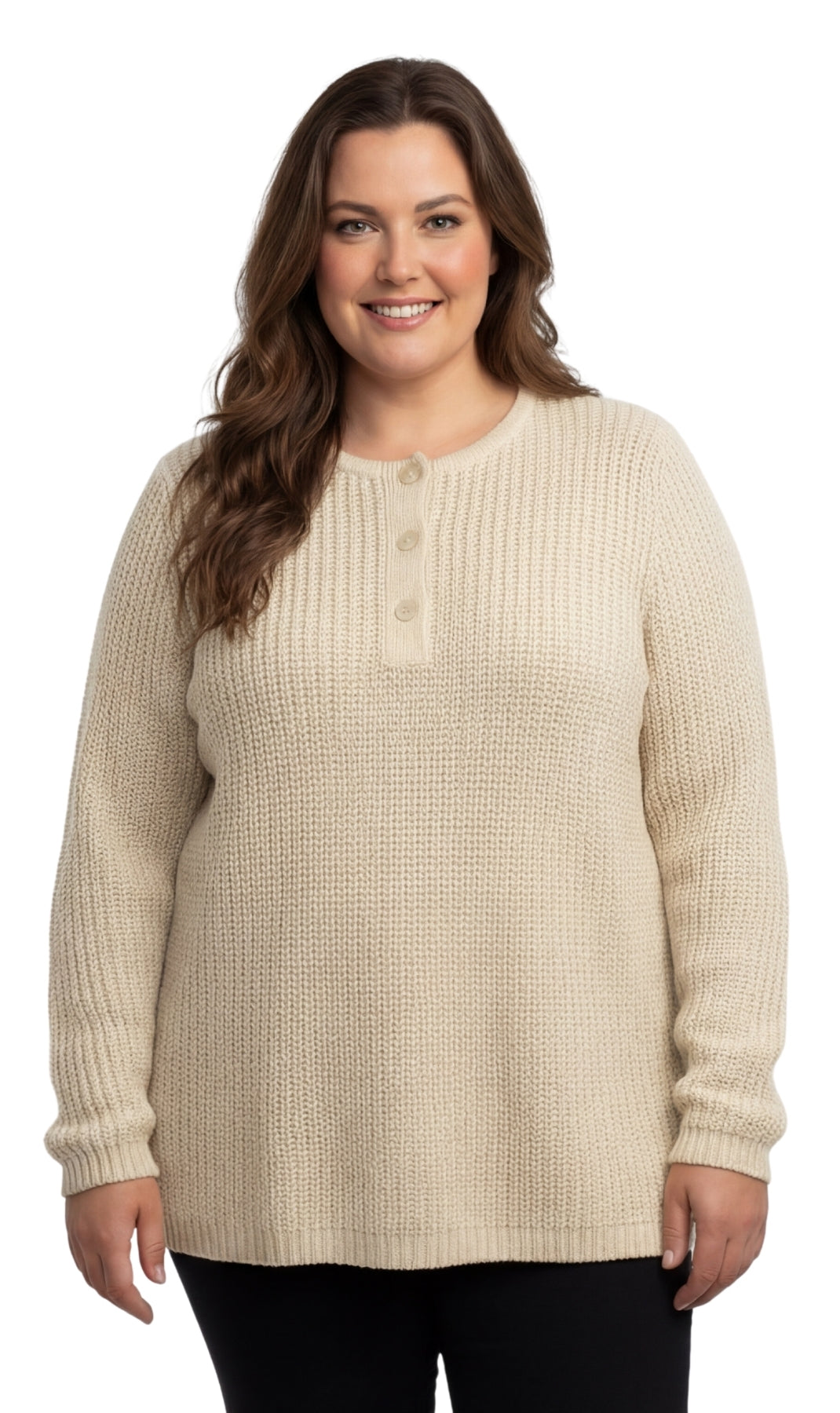 Chunky Knit Henley Sweater