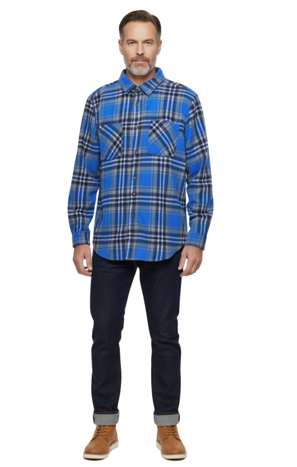 Men's Heathered Fleece Overshirt with Chest Pockets