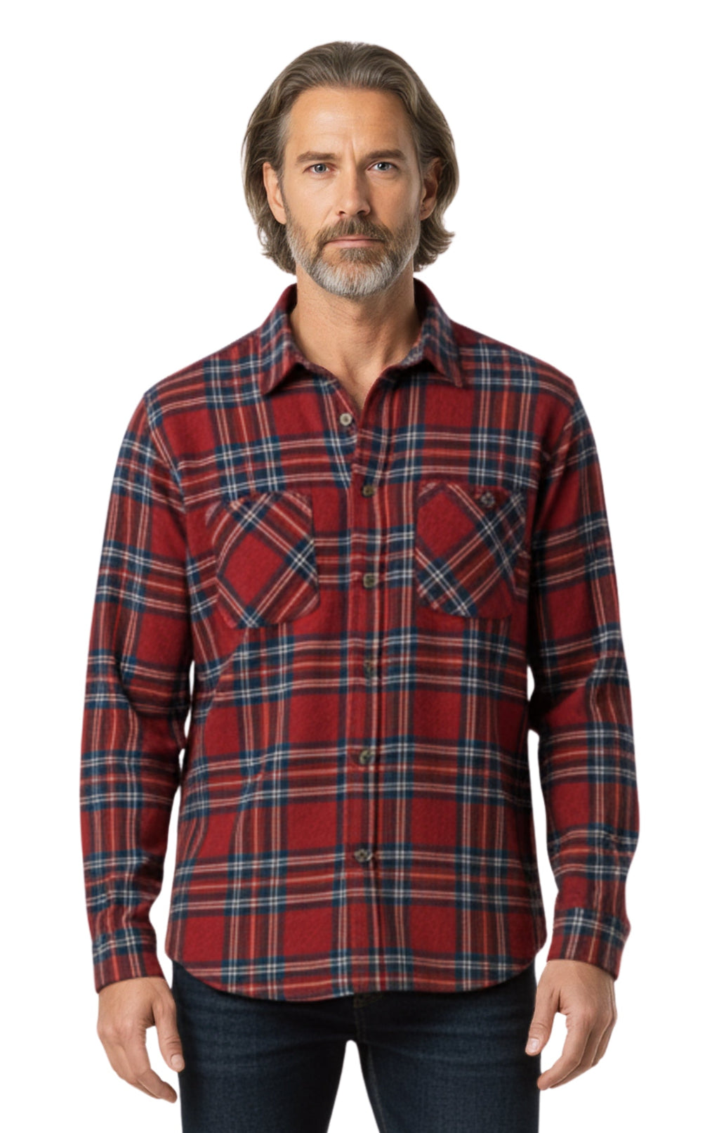Men's Heathered Fleece Overshirt with Chest Pockets