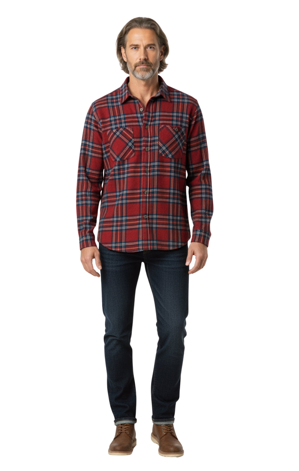 Men's Heathered Fleece Overshirt with Chest Pockets