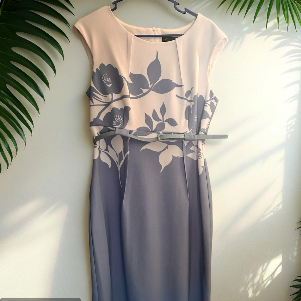 Floral Ombré Belted Midi Dress