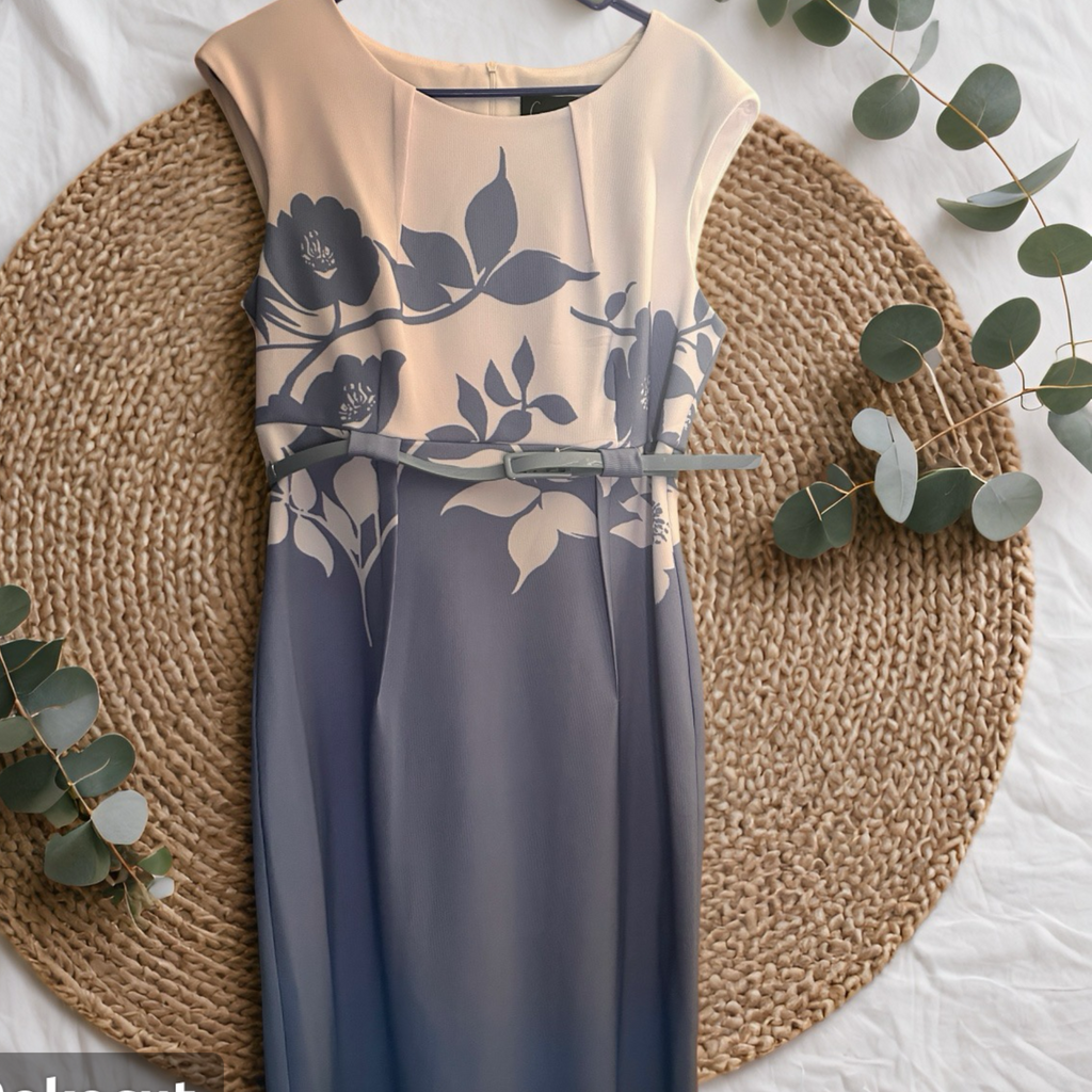 Floral Ombré Belted Midi Dress