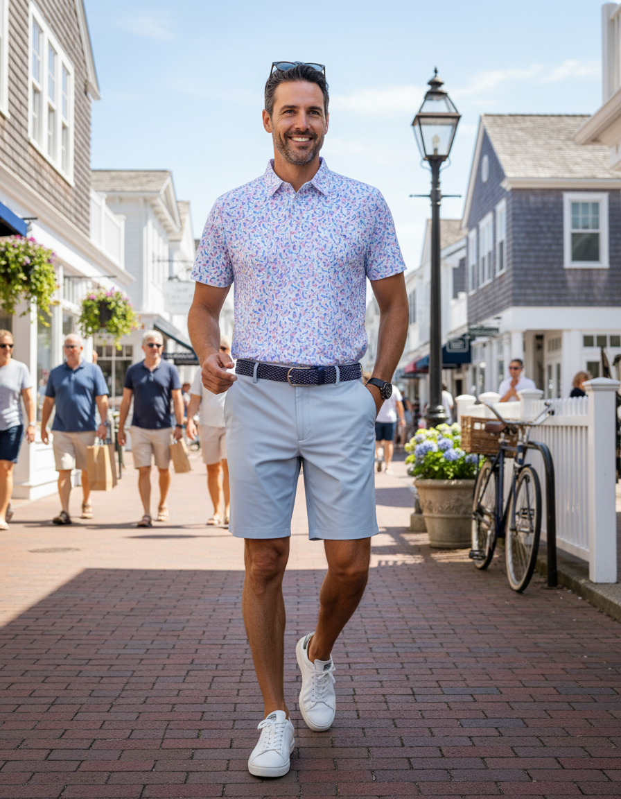 Mermaid Print Polo Shirt