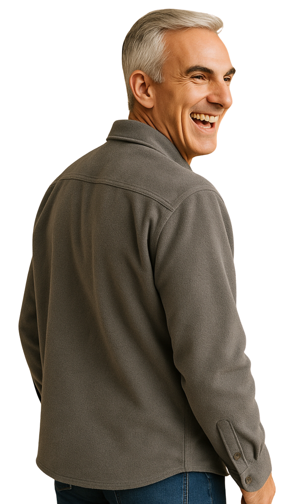 Men's Heathered Fleece Overshirt with Chest Pockets