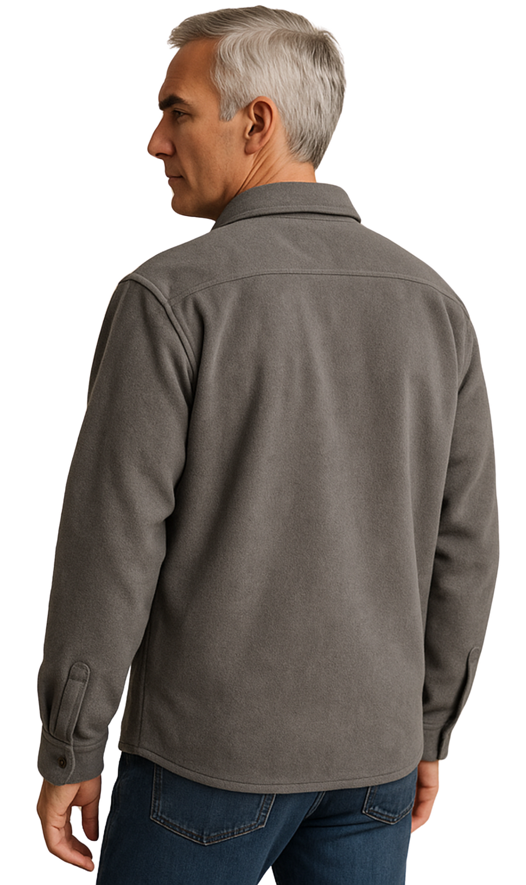 Men's Heathered Fleece Overshirt with Chest Pockets