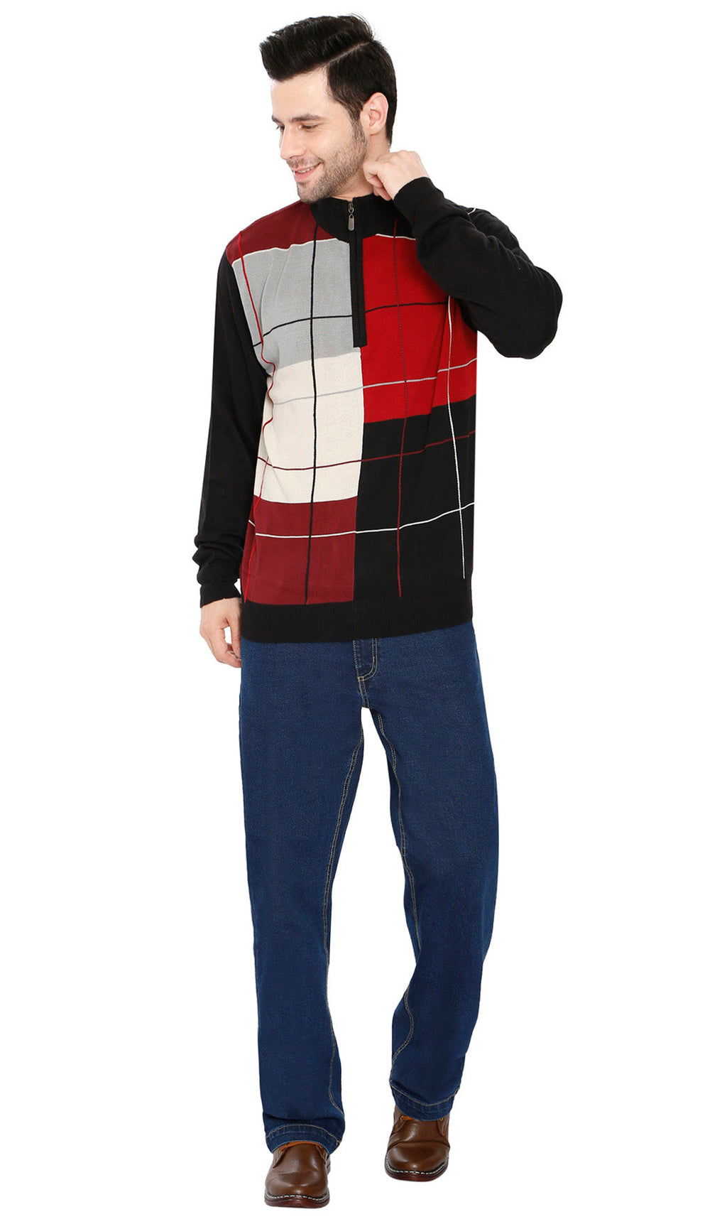 Men's Colorblock Quarter-Zip Sweater
