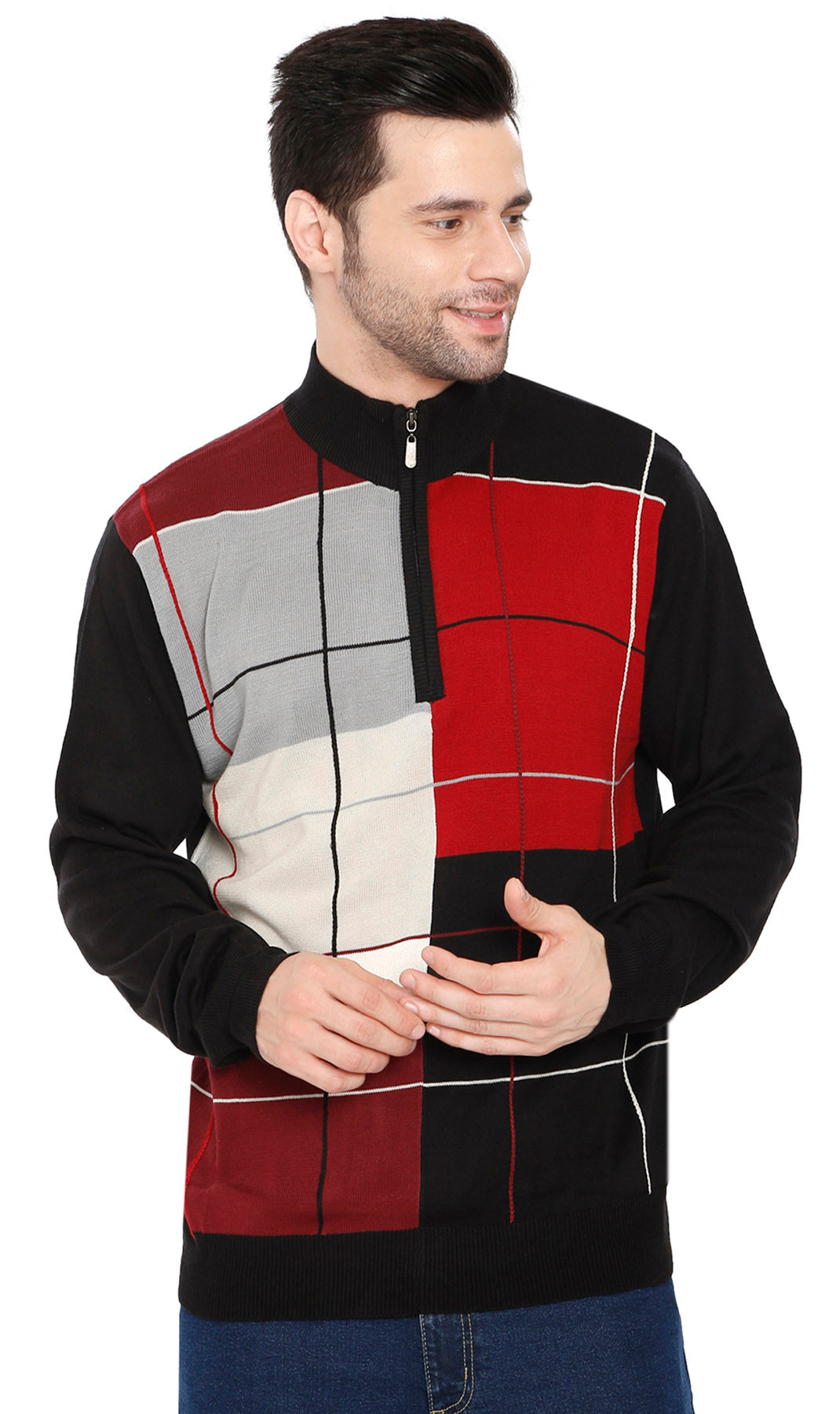 Men's Colorblock Quarter-Zip Sweater