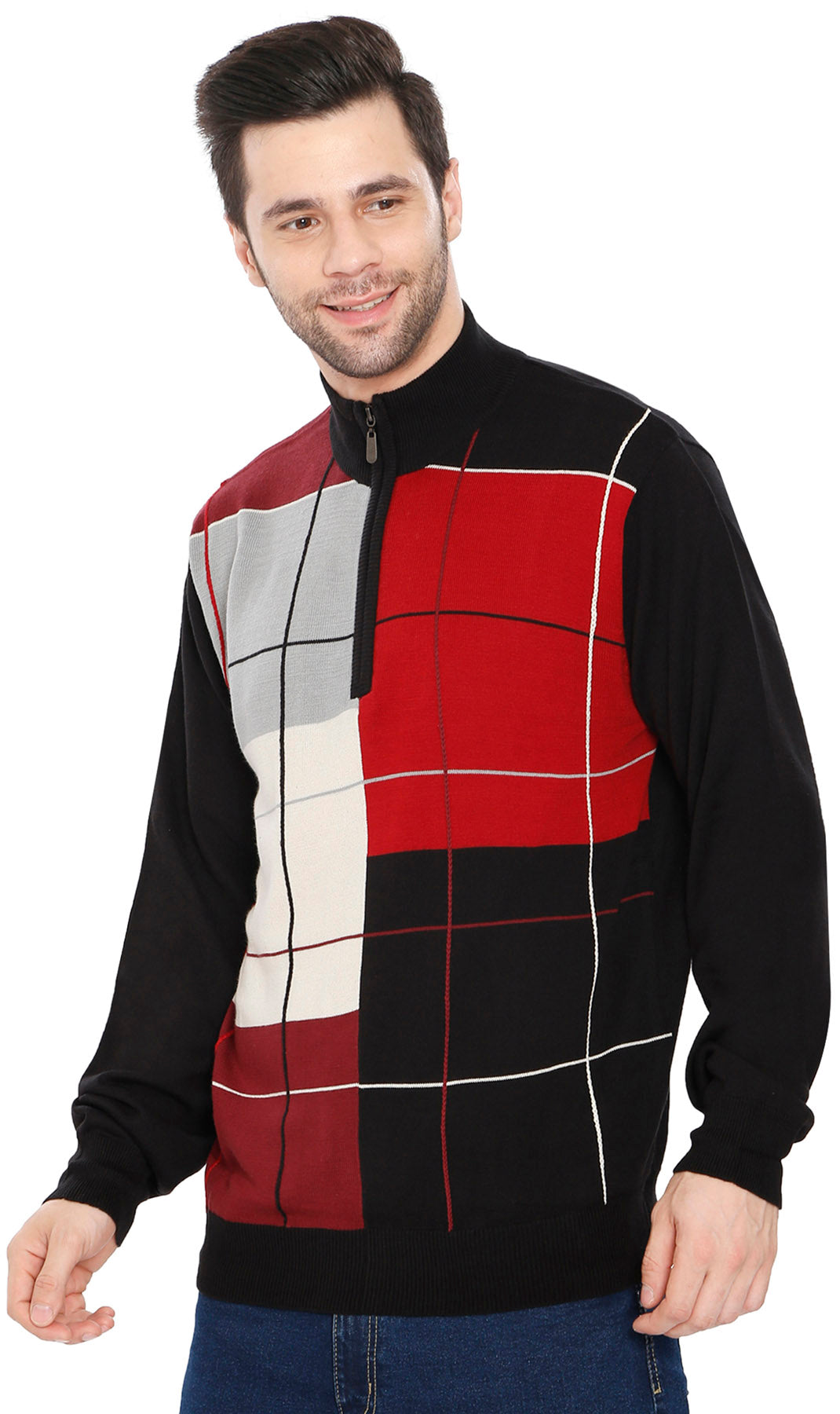 Men's Colorblock Quarter-Zip Sweater