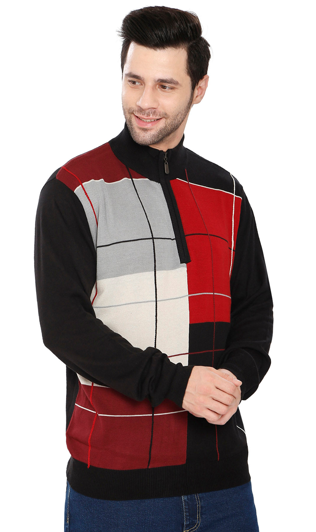 Men's Colorblock Quarter-Zip Sweater