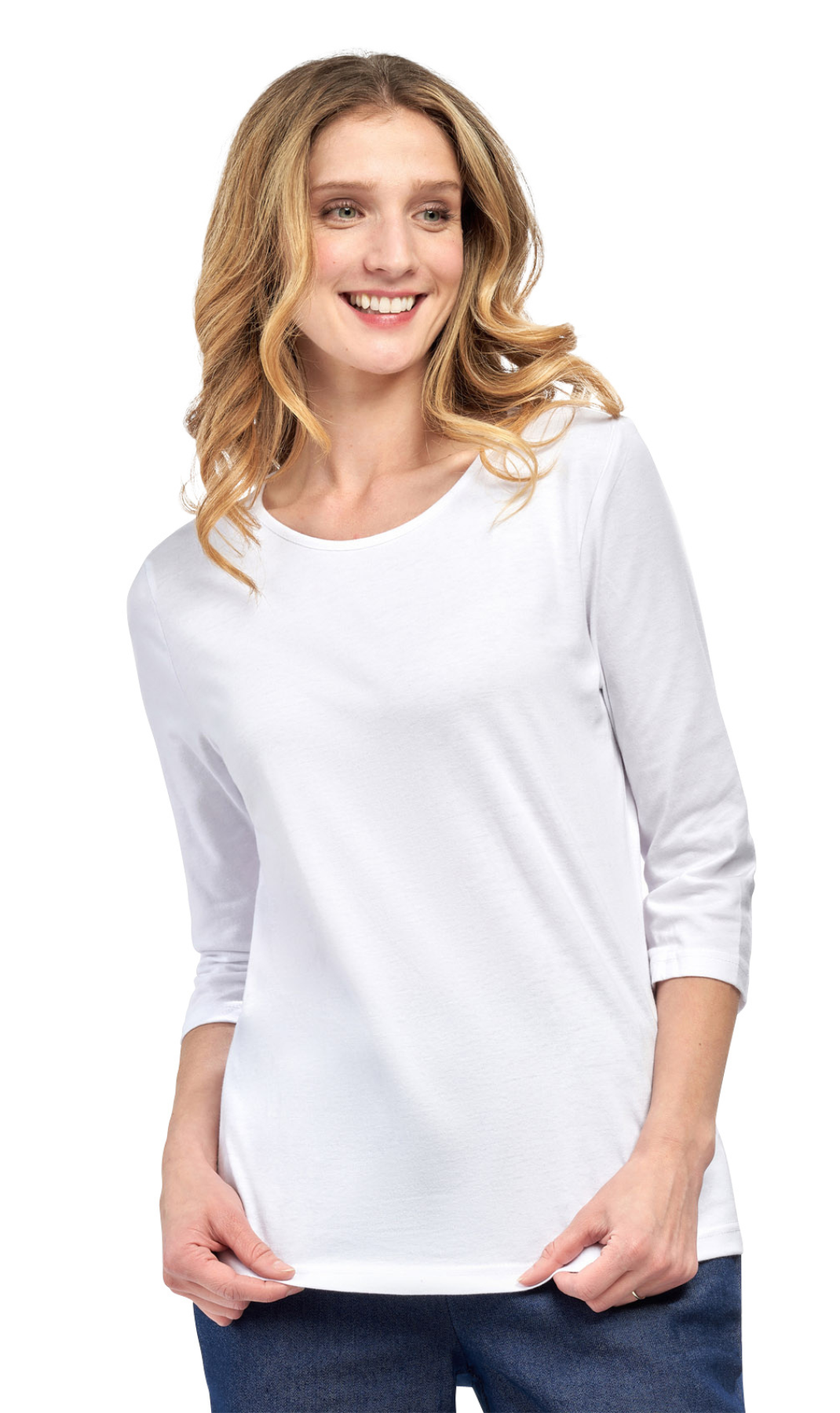 Women's 3/4 Sleeve Crew Neck Top – Comfortable Jer
