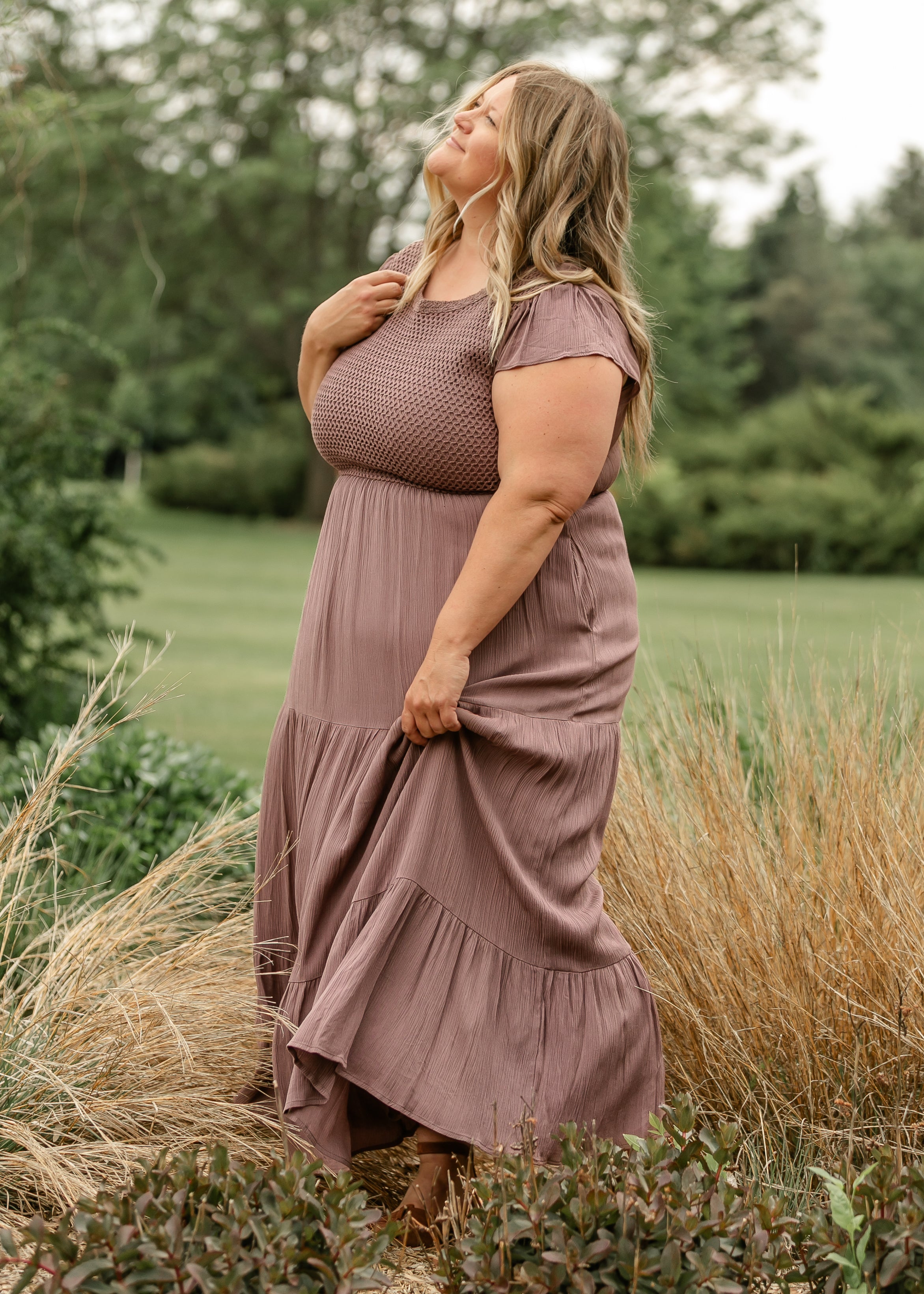 Crochet Bodice Tiered Maxi Dress