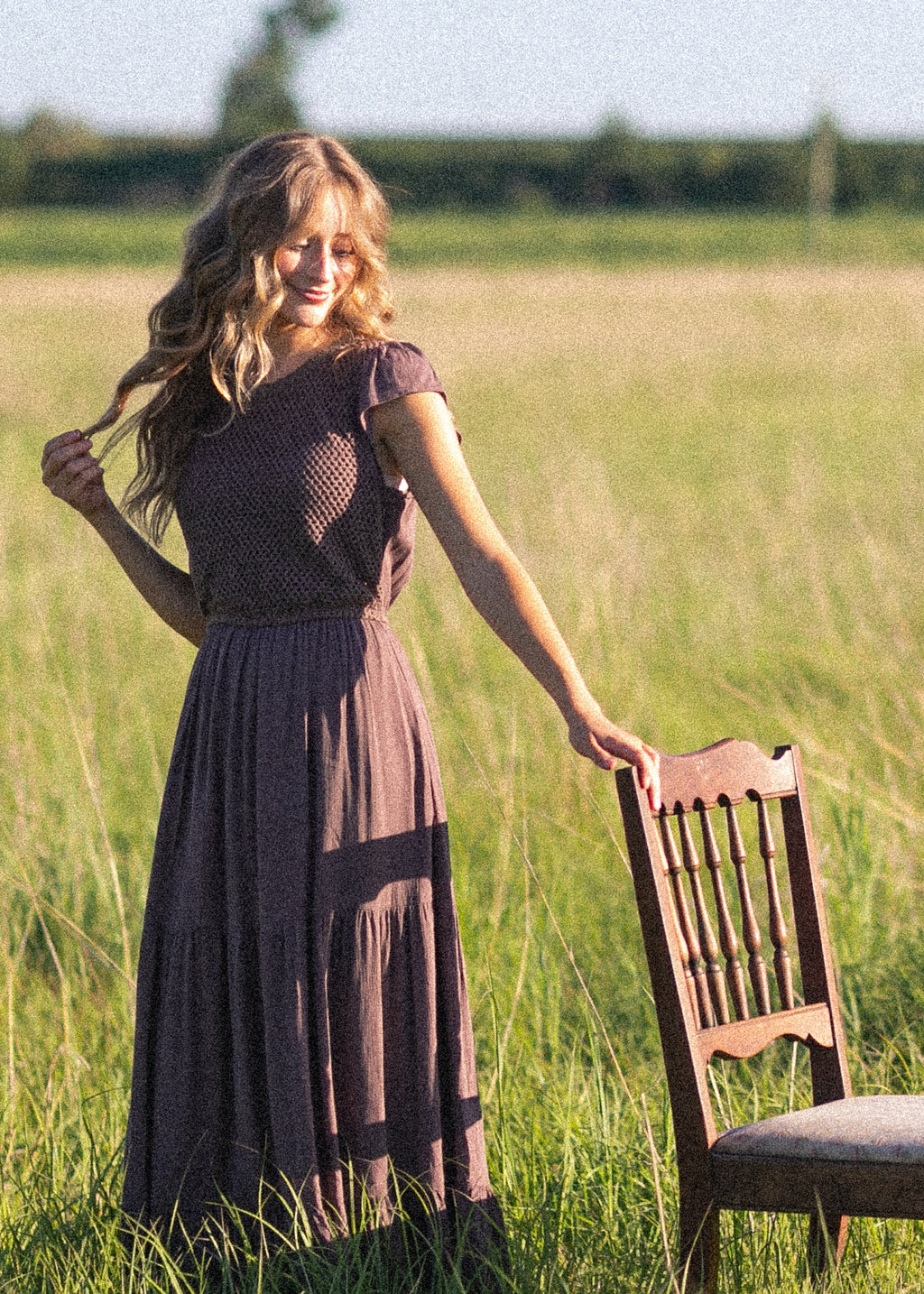 Crochet Bodice Tiered Maxi Dress
