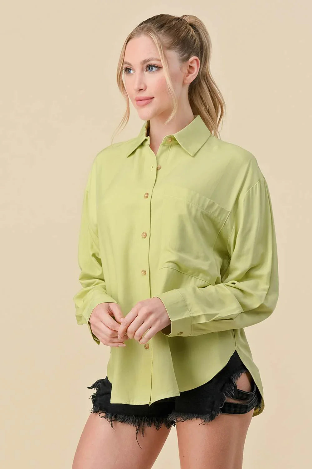 Basic Collared Button-Down Shirt