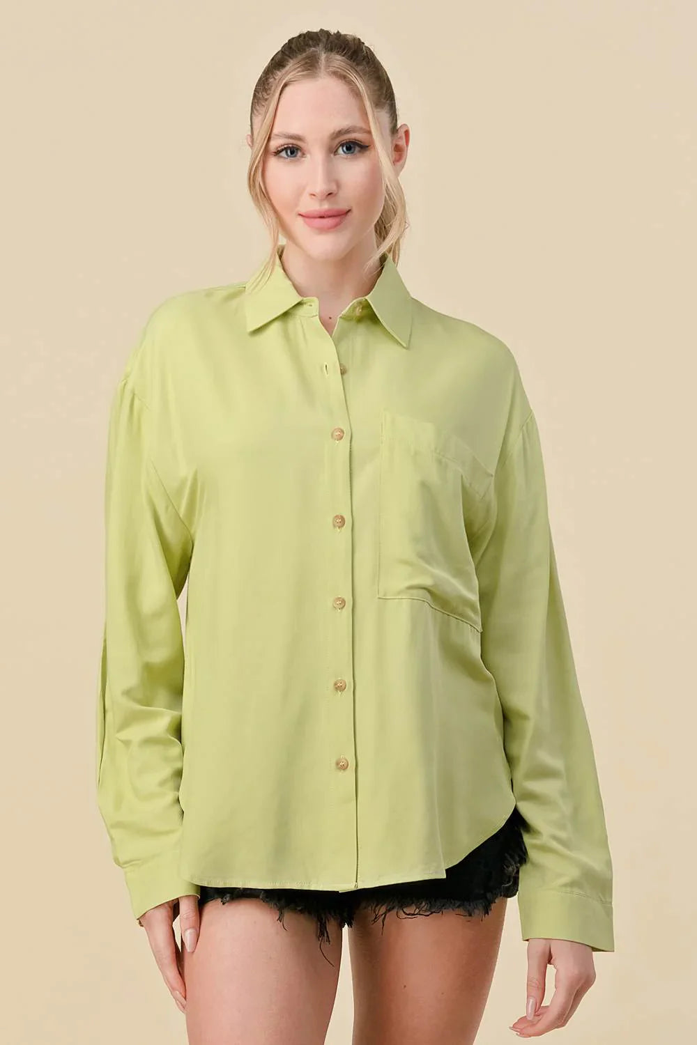 Basic Collared Button-Down Shirt