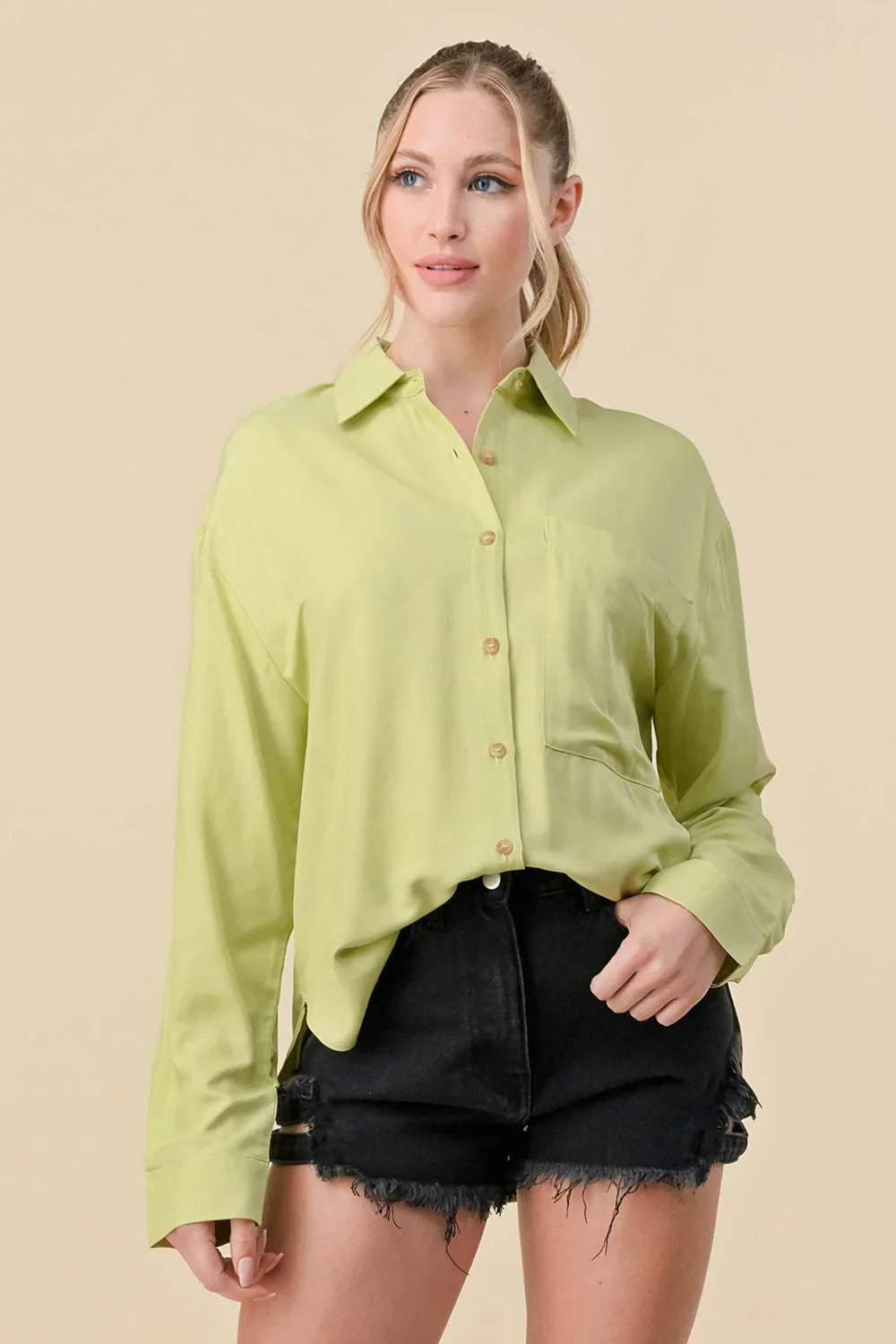 Basic Collared Button-Down Shirt