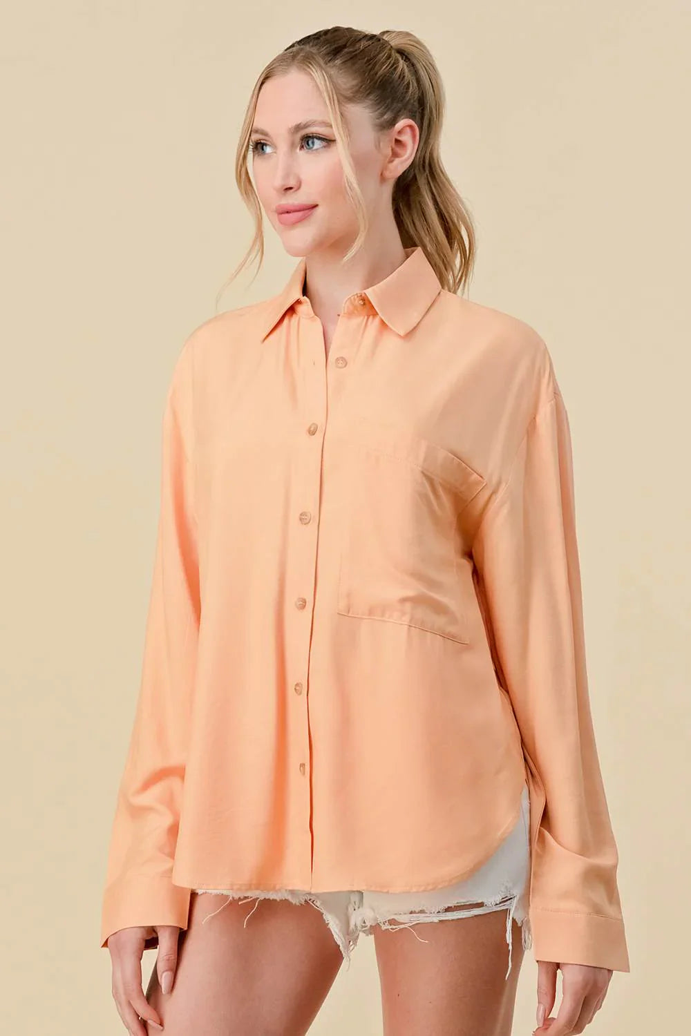 Basic Collared Button-Down Shirt