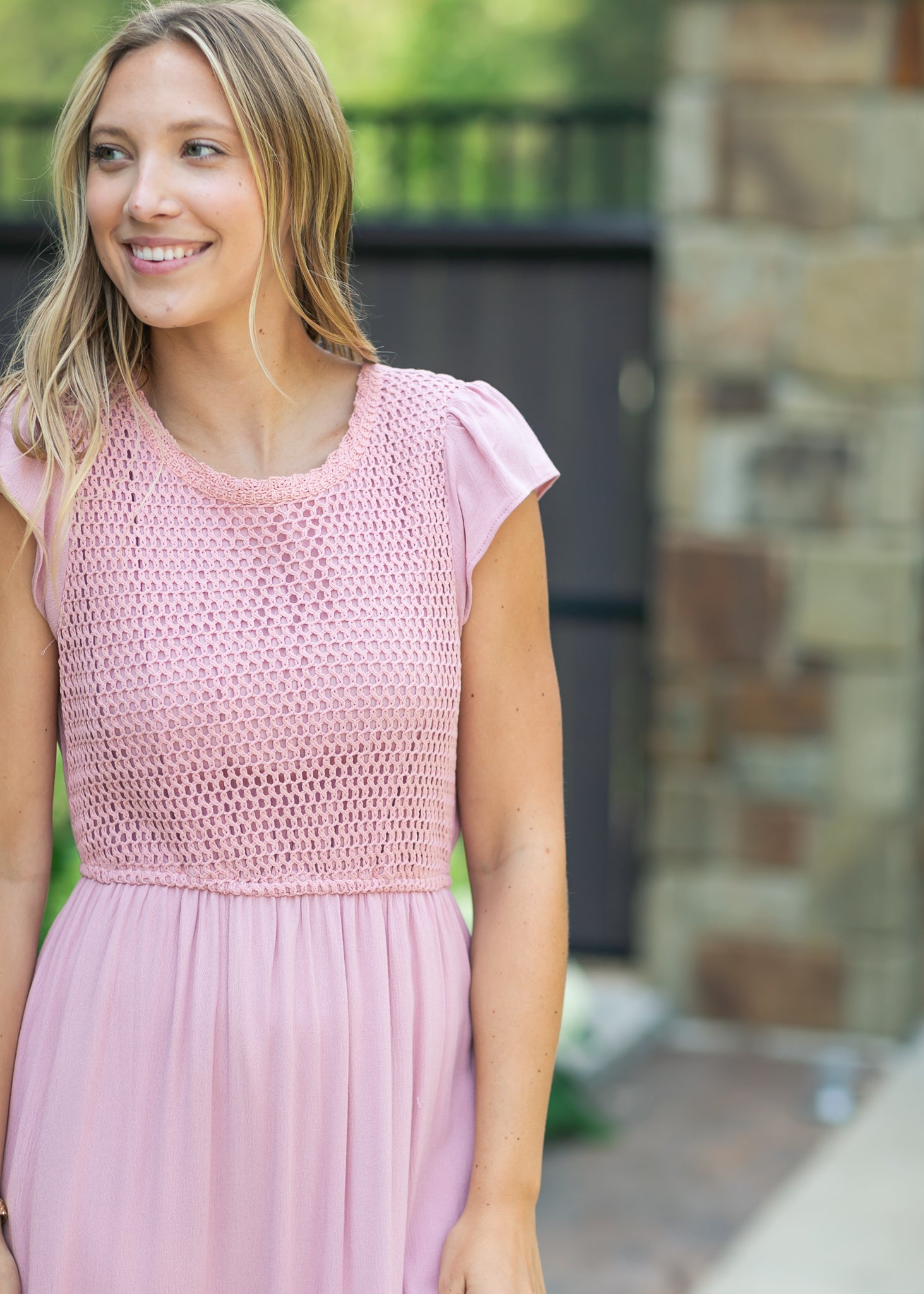 Crochet Bodice Tiered Maxi Dress